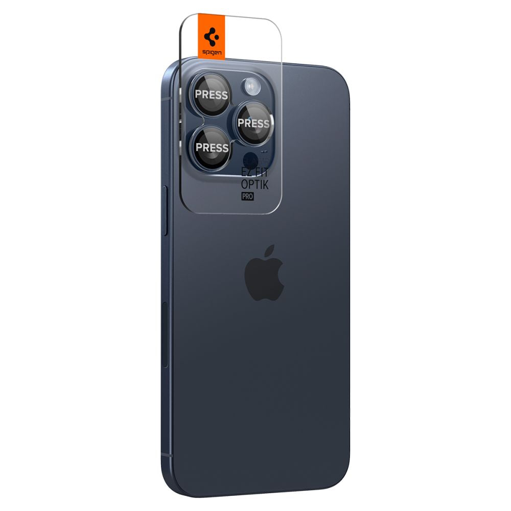 Suojakalvo Spigen GlastR EZ FIT Optik Pro Apple iPhone 16 Pro Max / 16 Pro takakameralle, Karkaistu lasi, 2 kappaleen setti, Sininen