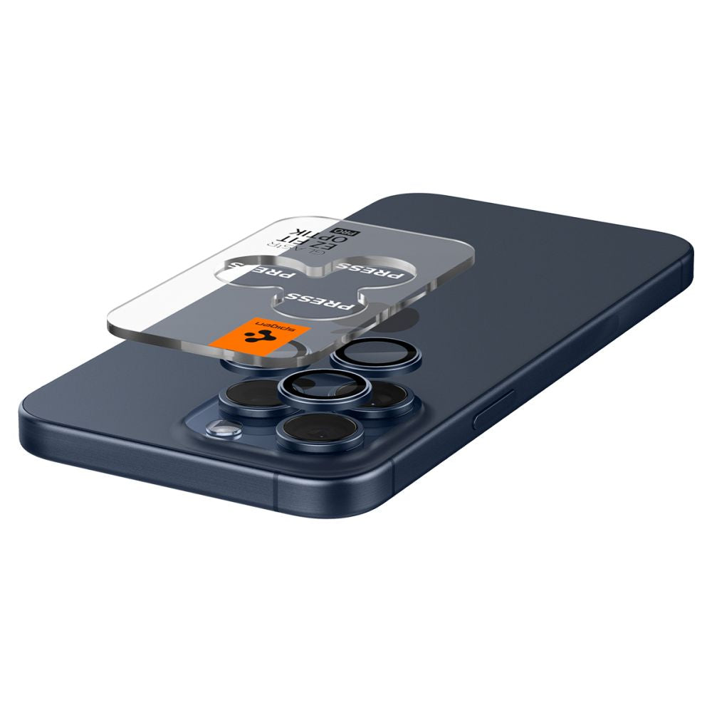 Suojakalvo Spigen GlastR EZ FIT Optik Pro Apple iPhone 16 Pro Max / 16 Pro takakameralle, Karkaistu lasi, 2 kappaleen setti, Sininen