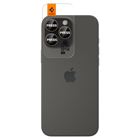 Suojakalvo Spigen GlastR EZ FIT Optik Pro Apple iPhone 16 Pro takakameralle, Karkaistu lasi, 2 kappaleen setti, Pronssi AGL08862