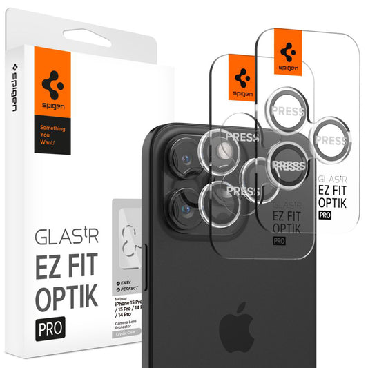 Takakameran suojakalvo Spigen GlastR EZ FIT Optik Pro Apple iPhone 17 Pro Max / 17 Pro, Karkaistu lasi, 2 kappaleen setti, Läpinäkyvä