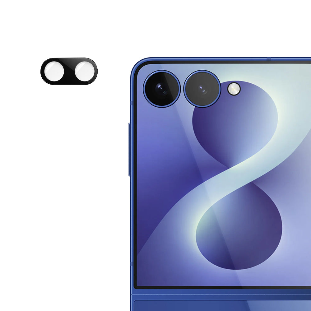 Techsuit takakameran suojakalvo Samsung Galaxy Z Flip8 F776:lle, karkaistu lasi, musta