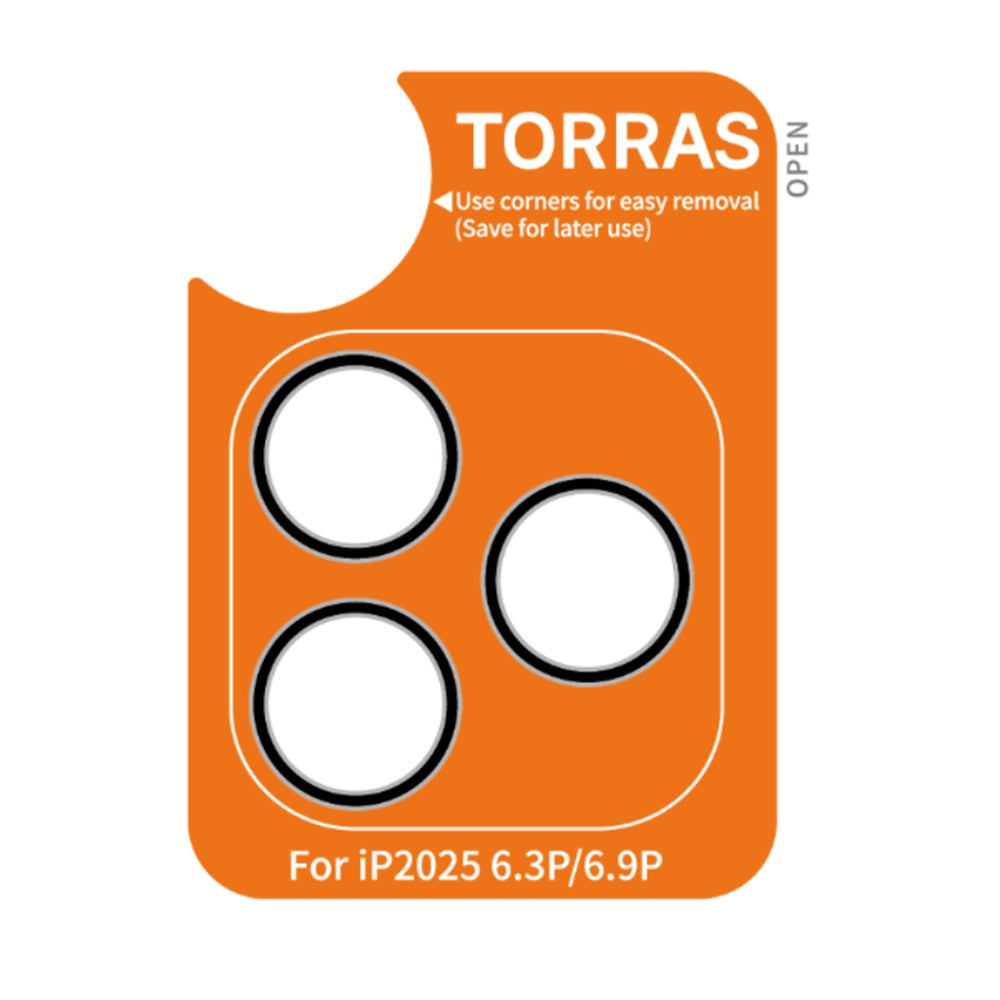 Torras Lensguard takakameran suojakalvo Apple iPhone 17 Pro Max / 17 Pro -puhelimille, karkaistu lasi, musta