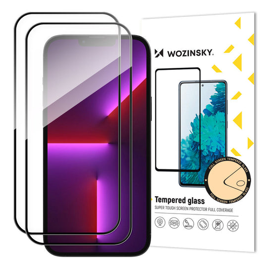 WZK Näytönsuoja Apple iPhone 15 Pro, Suojalasi, Täysliima, 2 kpl, Koteloystävällinen, Musta