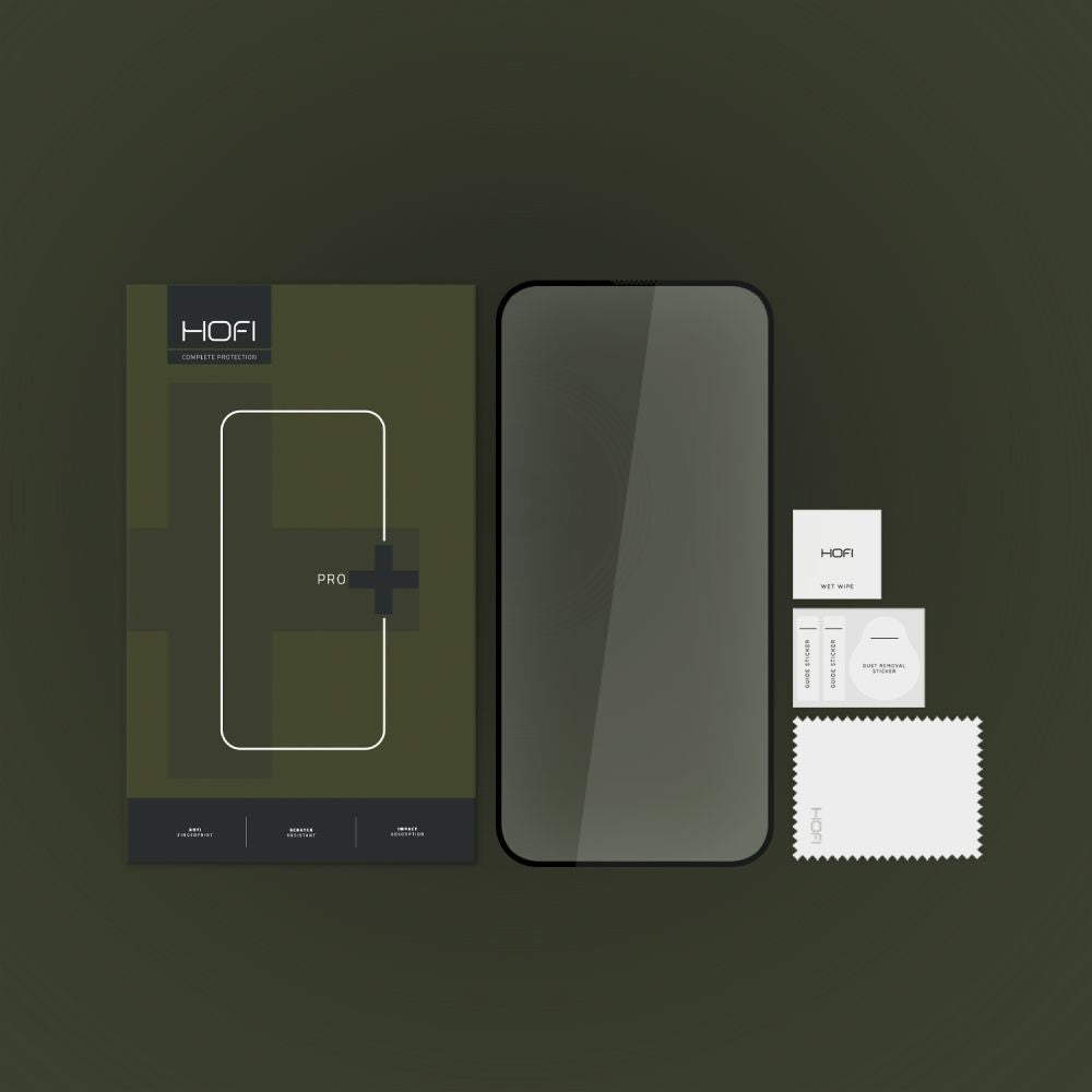 HOFI PRO+ näytönsuojakalvo Apple iPhone 15 Prolle, Panssarilasi, Täysliima, 2.5D, Musta