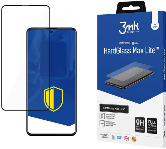 Näytön suojakalvo 3MK HardGlass Max Lite Samsung Galaxy A51 A515 / A52s 5G A528 / A52 5G A526, lasisuojattu, täysi liima, musta