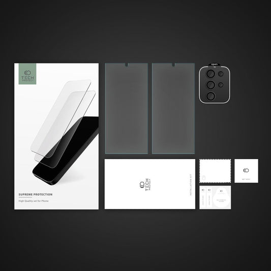 Tech-Protect Supreme takanäytön ja kameran suojakalvo Samsung Galaxy S24 Ultra S928, lasisuojattu, täysliima, 3 kpl:n sarja, 2.5D