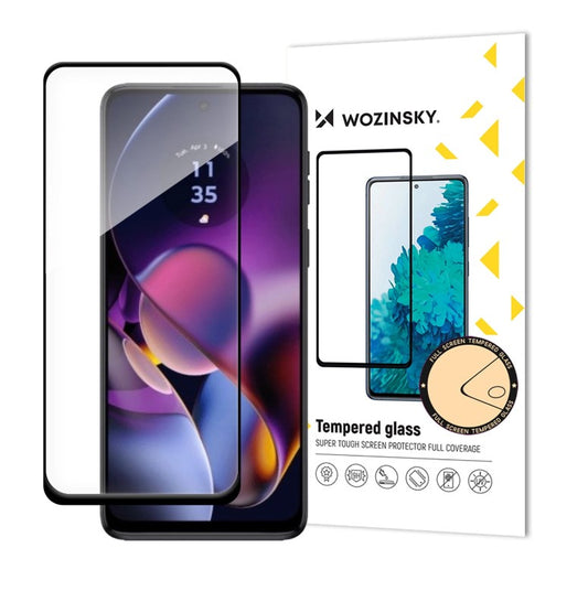 WZK Näytönsuoja Motorola Moto G54, Suojalasi, Täysliimaus, Musta