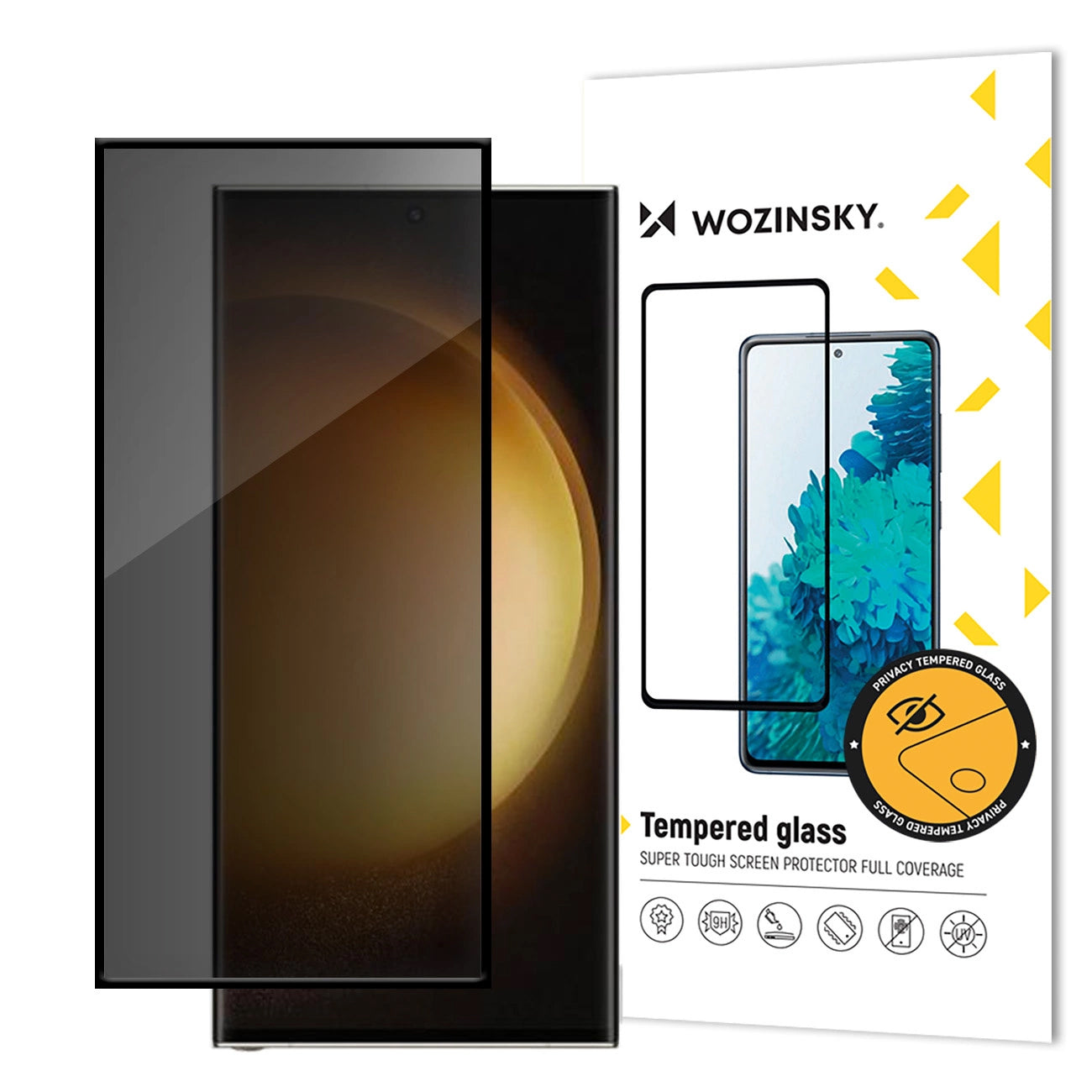 WZK AntiSpy Yksityisyydensuoja näytönsuoja Samsung Galaxy S24 Ultra S928, suojalasi, täysi liima