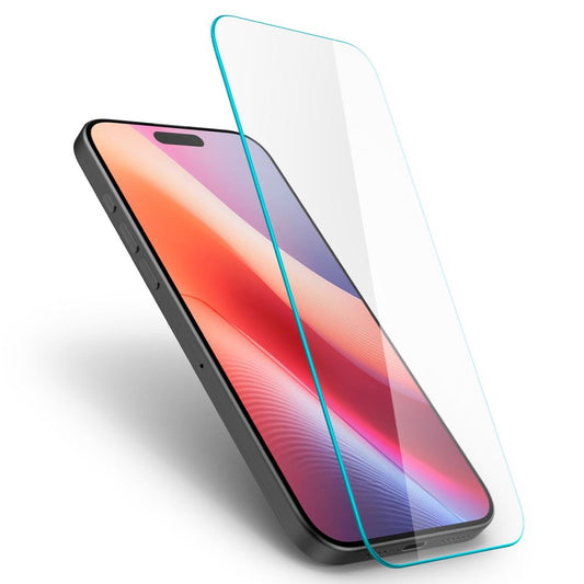 Spigen GlastrR Slim HD -näytönsuojakalvo Apple iPhone 16 / 15 -puhelimille, Turvalasi, Täysliima, 2.5D AGL06910