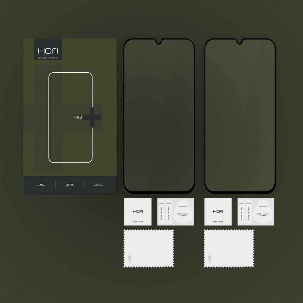 HOFI Glass PRO+ näytönsuojakalvo Samsung Galaxy A17 4G / A17 5G, Panssarilasi, Täysliima, 2 kappaleen setti, 2.5D, Musta