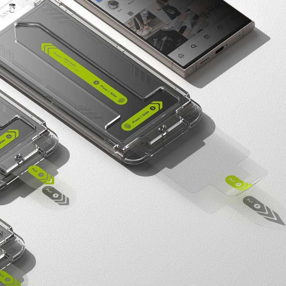 Ringke Easy Slide Privacy -näytönsuoja Samsung Galaxy S24 Ultra S928:lle, karkaistu lasi, täysiliimainen, 2 kappaleen setti