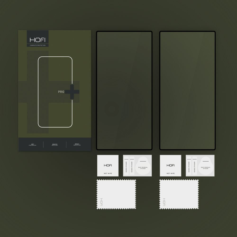 HOFI Glass PRO+ näytönsuoja Samsung Galaxy S25 Ultra S938:lle, karkaistu lasi, täysi liima, 2 kappaleen setti, musta