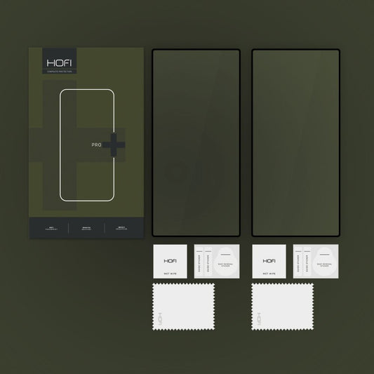 HOFI Glass PRO+ näytönsuoja Samsung Galaxy S25 Ultra S938:lle, karkaistu lasi, täysi liima, 2 kappaleen setti, musta