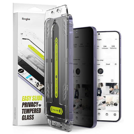 Privacy Ringke Easy Slide -näytönsuojakalvo Samsung Galaxy S25+ S936 / S24+ S926 -puhelimille, karkaistu lasi, täysliima, 2 kappaleen setti