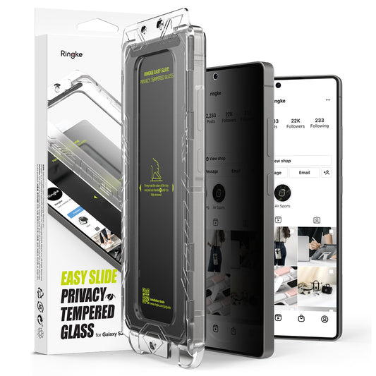 Privacy Ringke Easy Slide -näytönsuojakalvo Samsung Galaxy S25 Ultra S938:lle, karkaistu lasi, täysliima, 2 kappaleen setti