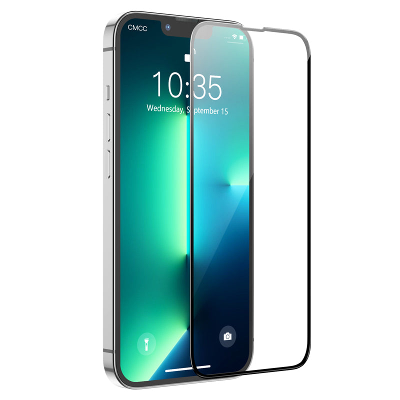 HOCO G16 suojakalvo Apple iPhone 17e / 16e / 14 / 13 Pro, karkaistu lasi, täysliima, 5D, musta