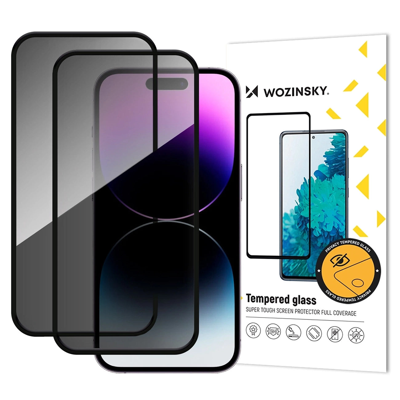 Privacy WZK AntiSpy -näytönsuojakalvo Apple iPhone 17 Pro Maxille, Panssarilasi, Täysliima, 2 kappaleen setti