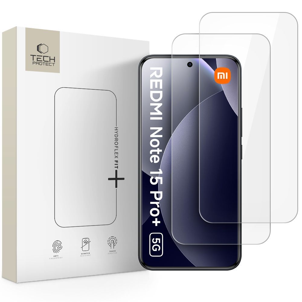 Tech-Protect Hydro Flex+ suojakalvo Xiaomi Poco M8 Pro / Redmi Note 15 Pro+ 5G -puhelimille, Muovi, 2 kappaleen setti