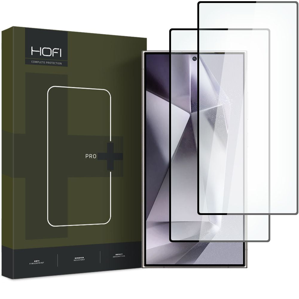 Näytönsuojakalvo HOFI Glass PRO+ Samsung Galaxy S24 Ultra S928:lle, Karkaistu lasi, Täysliima, 2 kappaleen setti, 2.5D, Musta