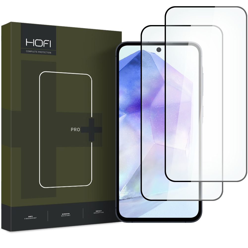 Näytönsuoja HOFI Glass PRO+ Samsung Galaxy A55 5G A556 / A35 5G A356, Panssarilasi, Täysliima, 2 kappaleen setti, 2.5D, Musta