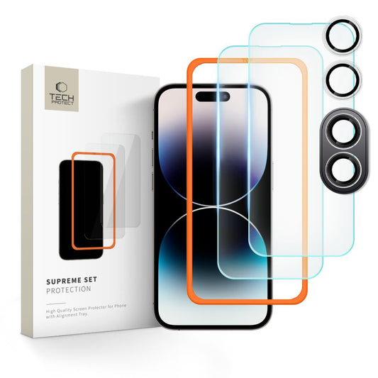 Tech-Protect Supreme takanäytön ja kameran suojakalvo Apple iPhone 16 Plus:lle, lasisuojattu, täysliimattu