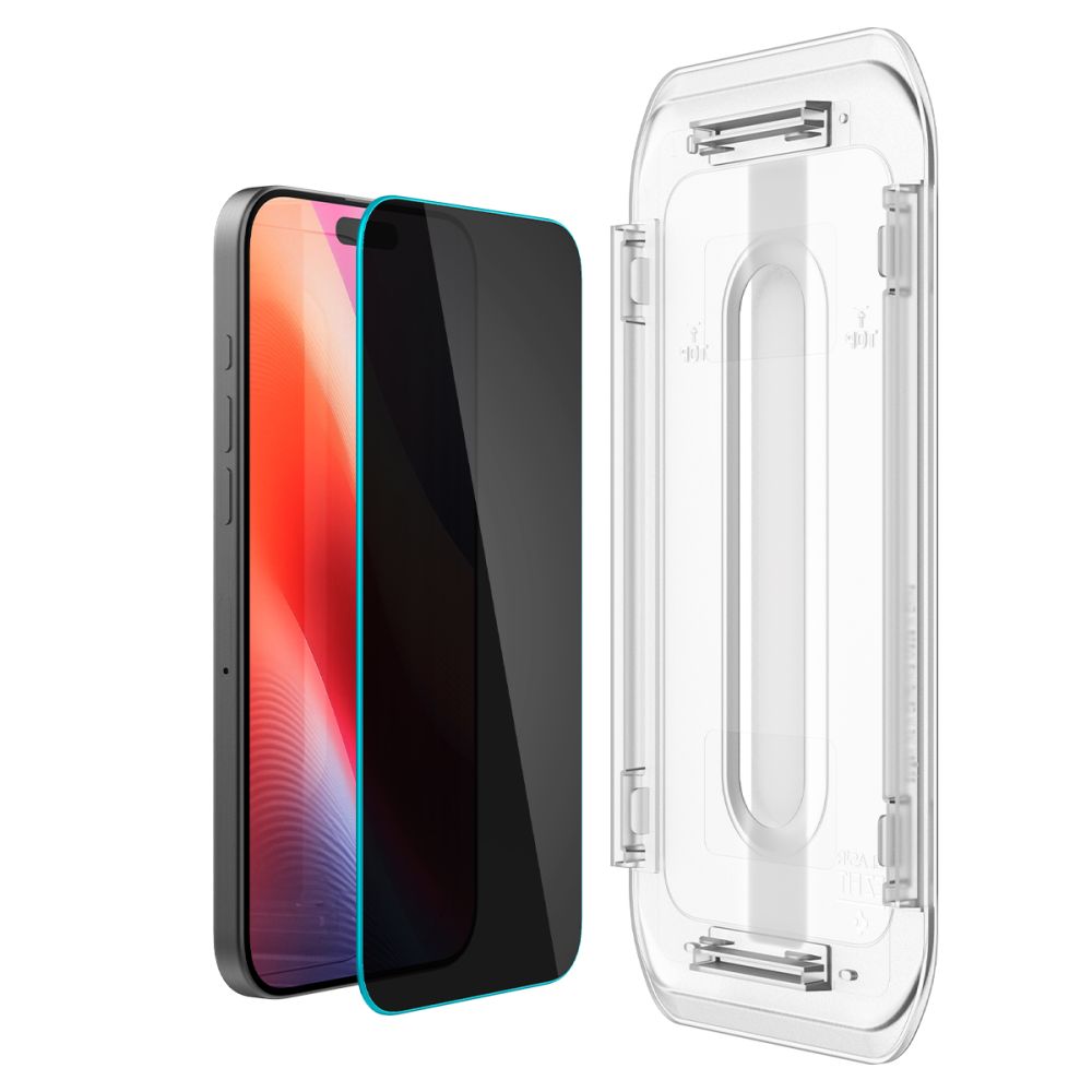 Privacy-näytönsuojakalvo Spigen GlastR EZ FIT Apple iPhone 17 Pro Max / 16 Pro Max -puhelimille, Karkaistu lasi, Täysliima, 2 kappaleen setti AGL07908