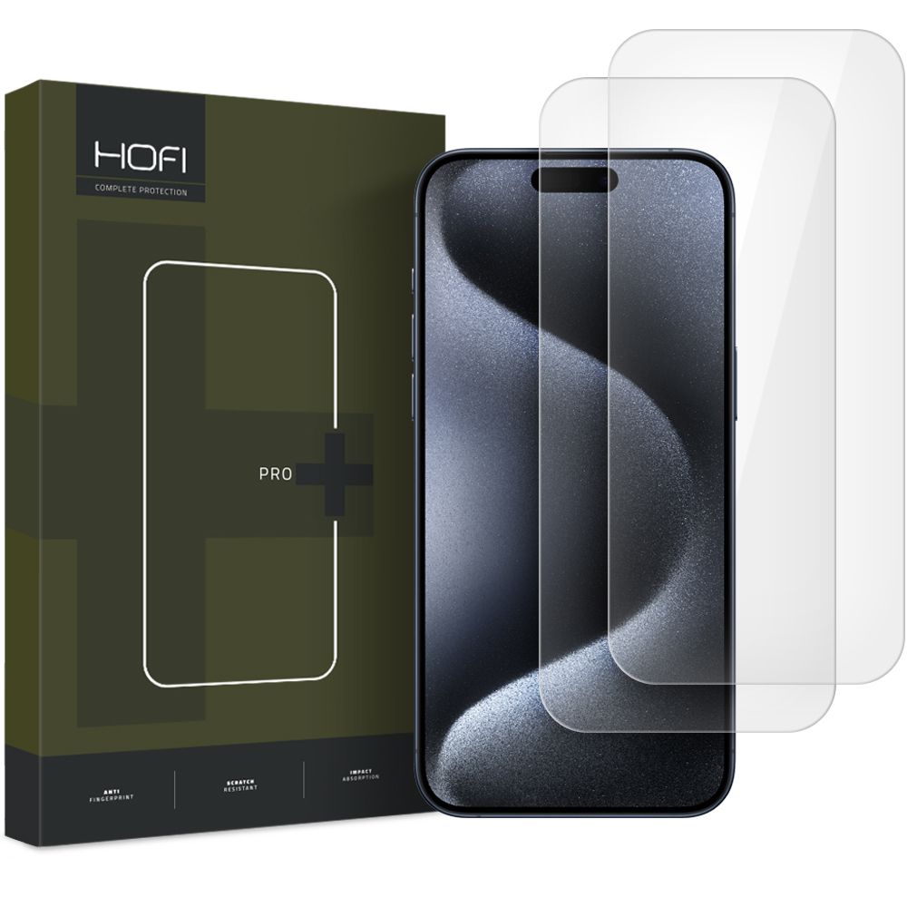 Näytönsuojakalvo HOFI Glass PRO+ Apple iPhone 16 Prolle, Panssarilasi, Täysliima, 2 kappaleen setti, 2.5D