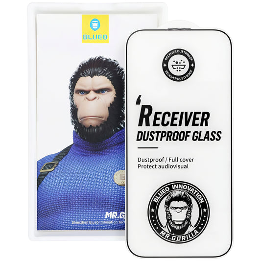 Mr Monkey Glass Receiver pölytiivis näytönsuoja Apple iPhone 16 Pro, lasisuojattu, täysi liima, 5D, musta, musta