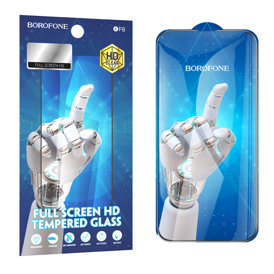 Näytönsuoja Borofone BF6 Diamond Armor Apple iPhone 14 Pro:lle, lasisuojattu, täysi liima, 10 kpl:n sarja, musta