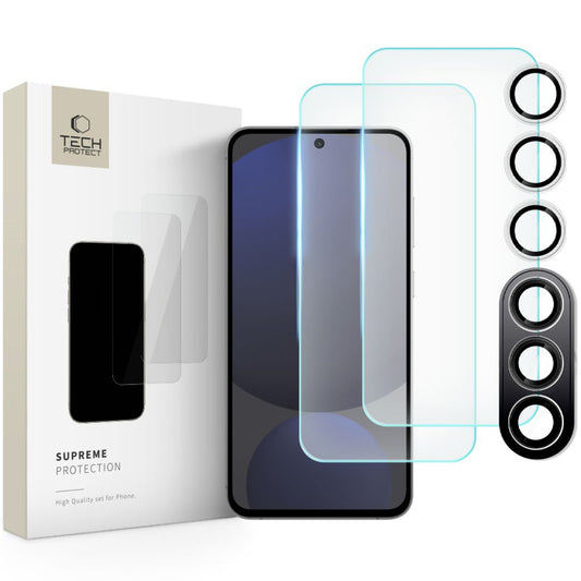 Tech-Protect Supreme takanäytön ja kameran suojakalvo Samsung Galaxy S24 FE S721:lle, lasisuojattu, täysliimattu, 2.5D