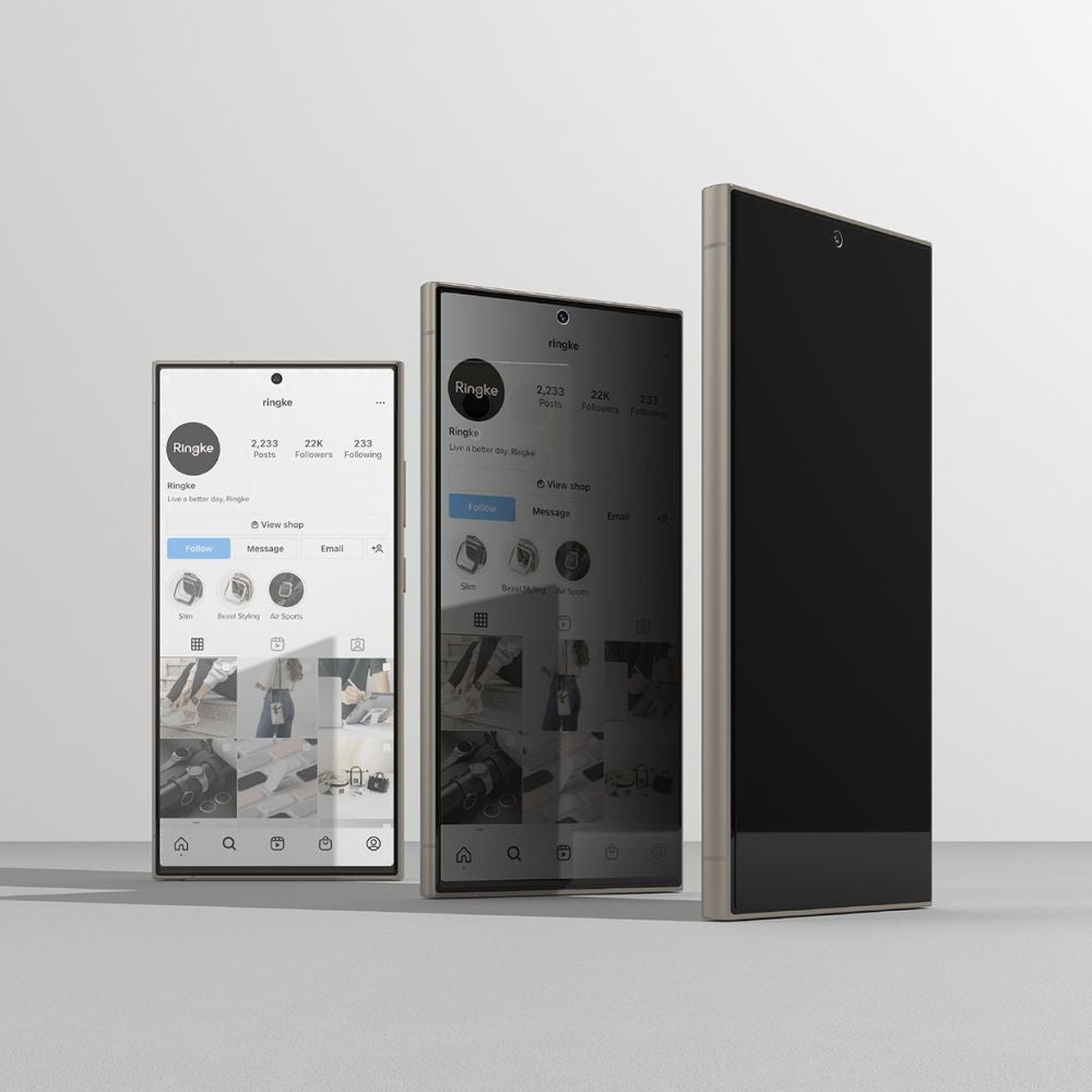 Ringke Easy Slide Privacy -näytönsuoja Samsung Galaxy S24 Ultra S928:lle, karkaistu lasi, täysiliimainen, 2 kappaleen setti
