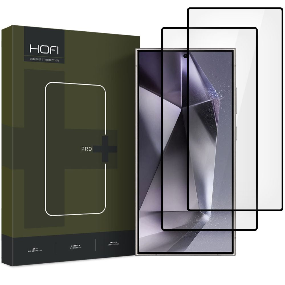 HOFI Glass PRO+ näytönsuoja Samsung Galaxy S25 Ultra S938:lle, karkaistu lasi, täysi liima, 2 kappaleen setti, musta