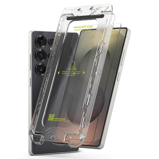 Ringke Easy Slide -näytönsuojakalvo Samsung Galaxy S25 Ultra S938:lle, karkaistu lasi, täysliima, 2 kappaleen setti