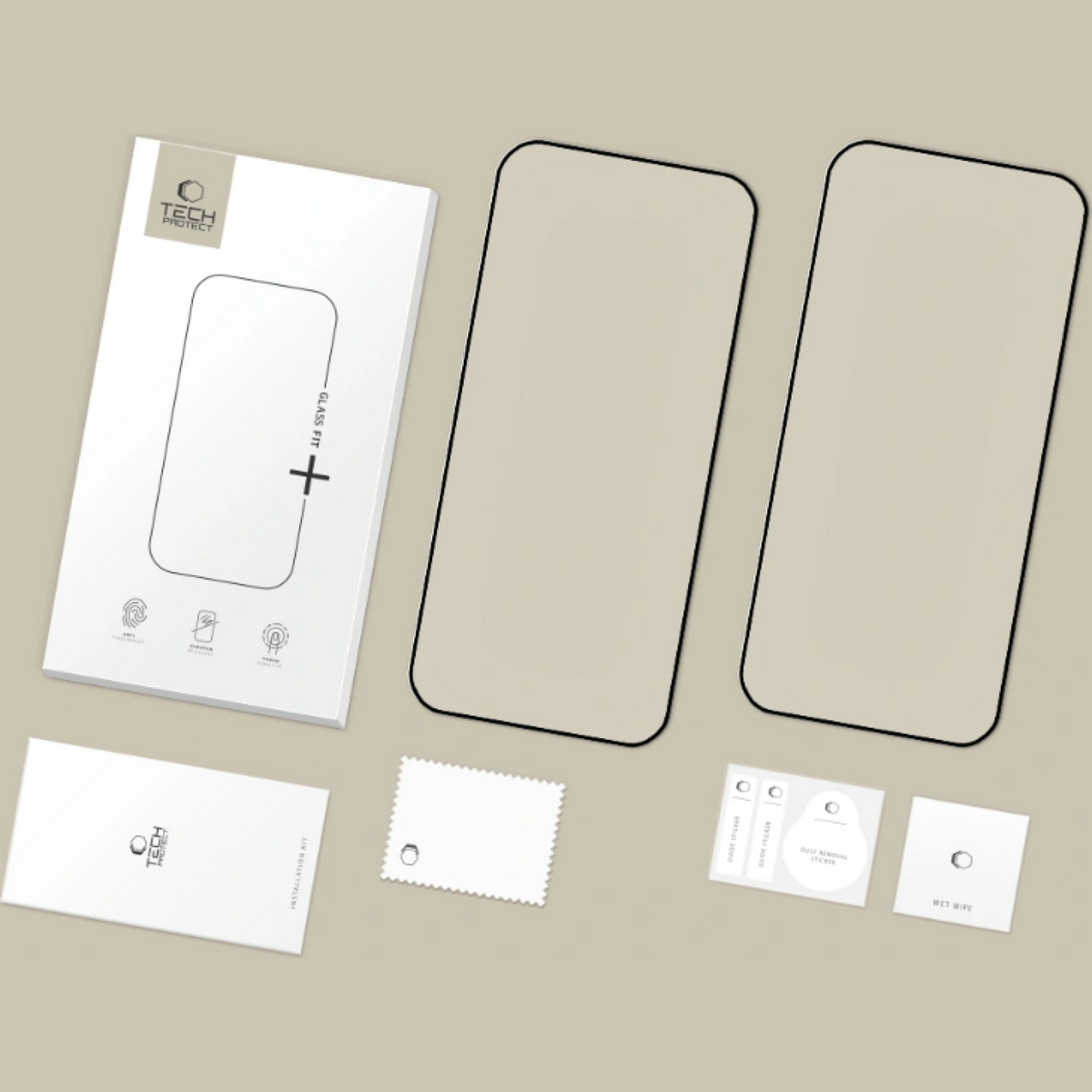 Tech-Protect FIT+ Näytönsuoja Xiaomi Poco F8 Ultra -puhelimelle, Karkaistu lasi, Täysiliimainen, 2 kappaleen setti, 2.5D, Musta