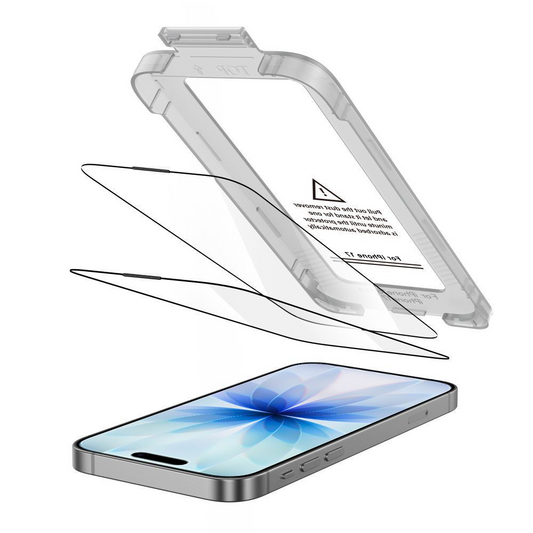 Tech-Protect Quick Set+ Screen Protector for Apple iPhone 17, Tempered Glass, Full Glue, Set of 2 pieces, Black