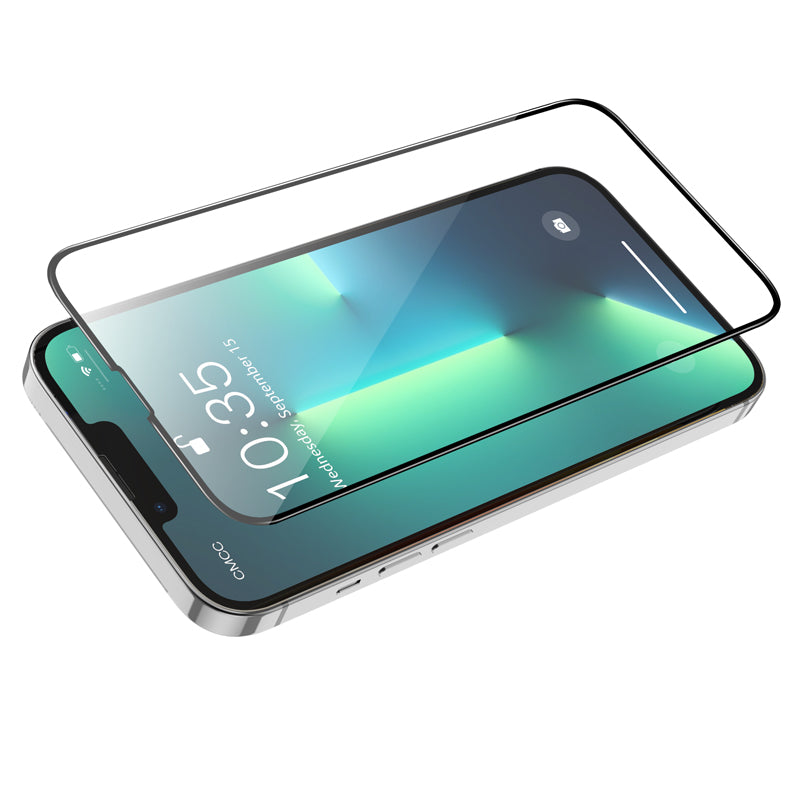 HOCO G16 suojakalvo Apple iPhone 17e / 16e / 14 / 13 Pro, karkaistu lasi, täysliima, 5D, musta
