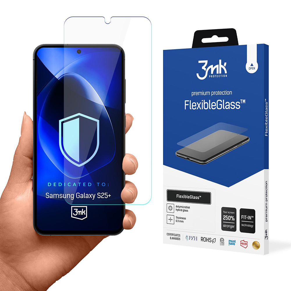 3MK FlexibleGlass -näytönsuoja Samsung Galaxy S25+ S936:lle, joustava lasi, täysi liima