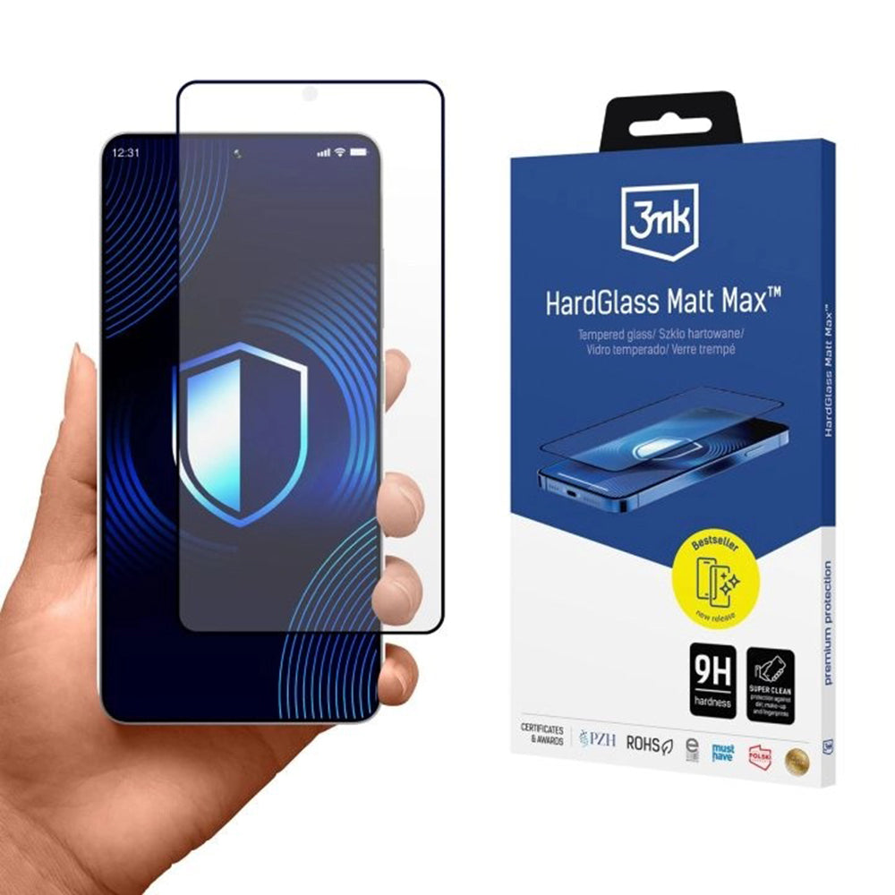 Suojakalvo 3MK HardGlass Samsung Galaxy S26 Ultra S948:lle, Panssarilasi, Täysliima, Musta