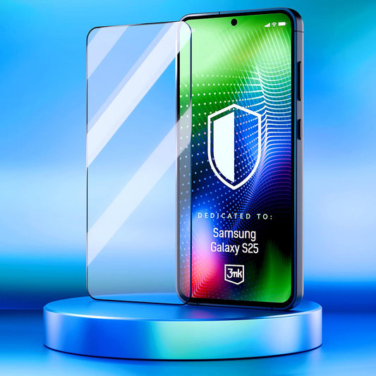 Näytönsuoja 3MK Hardy Ultra Samsung Galaxy S25 S931:lle, Karkaistu lasi, Täysi liima, Musta
