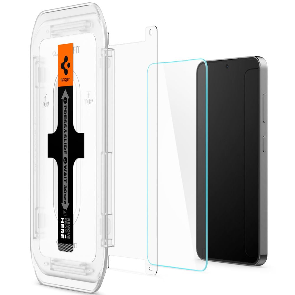 Spigen GlastR EZ FIT -suojakalvo Samsung Galaxy S25+ S936 / S24+ S926 -puhelimille, Panssarilasi, Täysliima, 2 kappaleen setti AGL07432