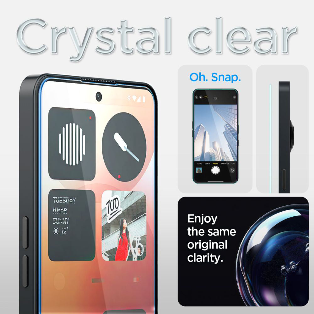 Suojakalvo Clear Spigen GlastR EZ FIT Nothing Phone (3a) / Phone (3a) Pro, Karkaistu lasi, Full Glue AGL09429