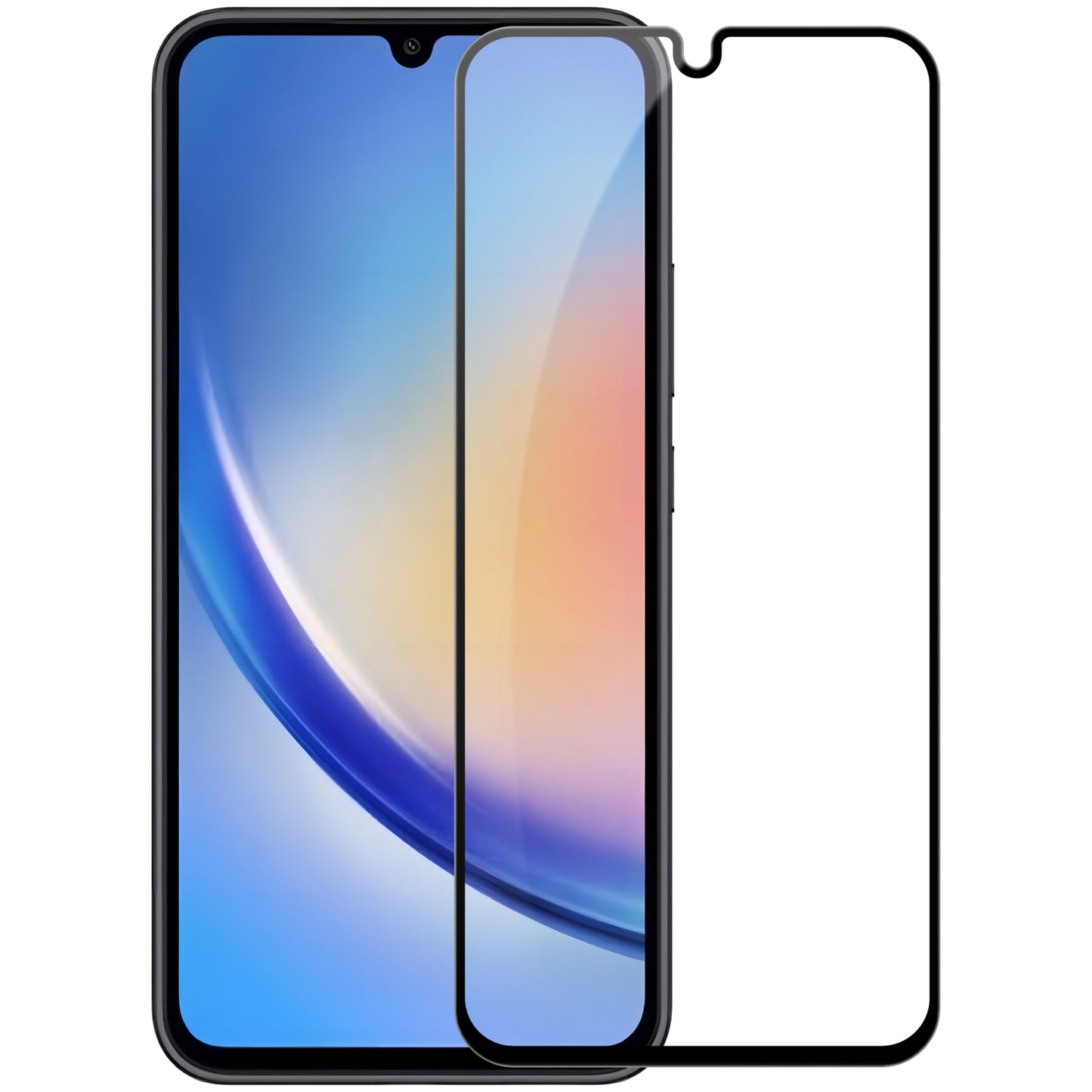 OEM näytön suojakalvo Samsung Galaxy A34 A346, Suojalasi, Täysliima, 9D, Musta, musta