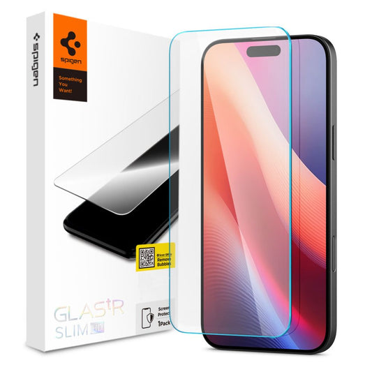 Spigen GlastrR Slim HD -näytönsuoja Apple iPhone 16 Pro:lle, lasisuojattu, täysi liima, 2.5D AGL07937