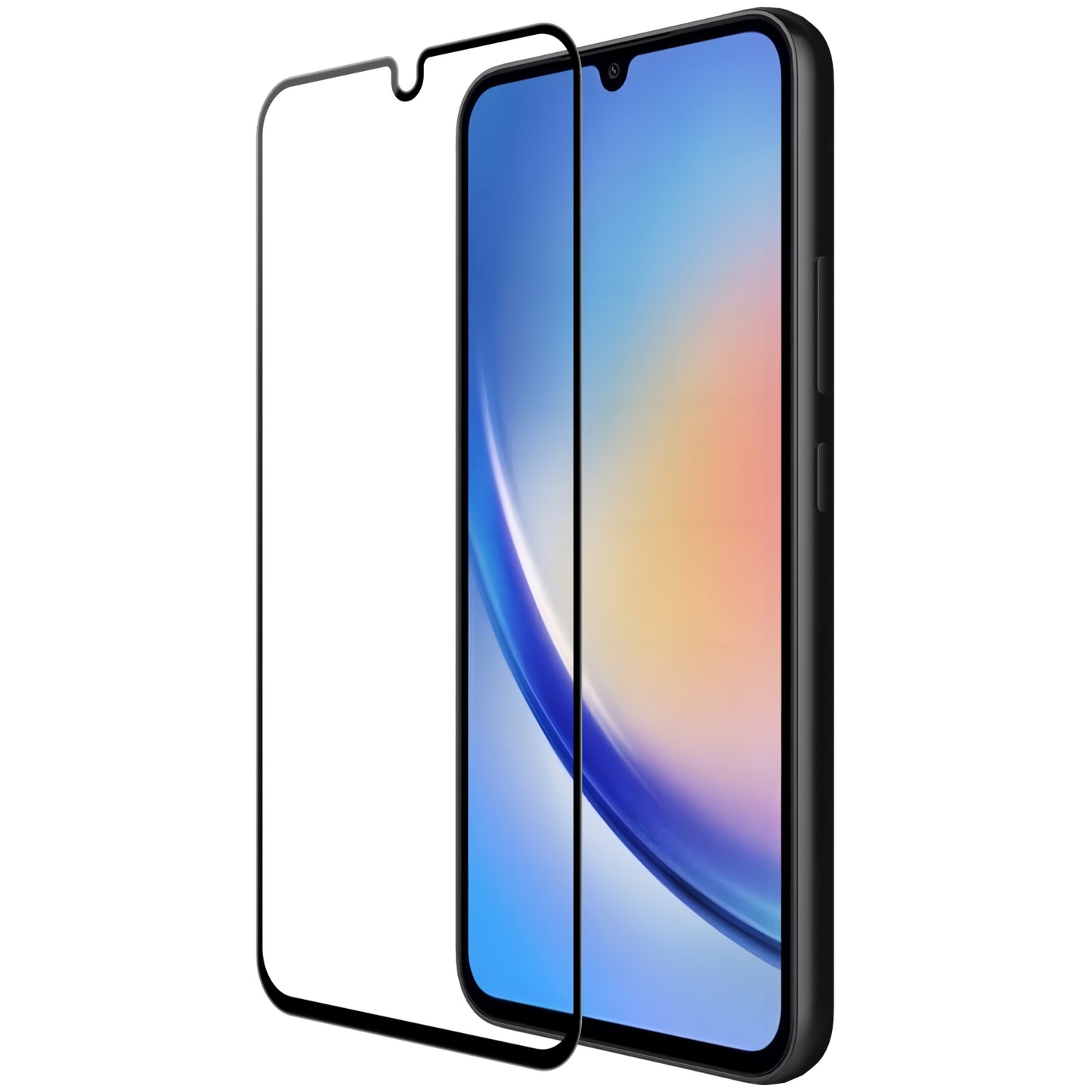 OEM näytön suojakalvo Samsung Galaxy A34 A346, Suojalasi, Täysliima, 9D, Musta, musta
