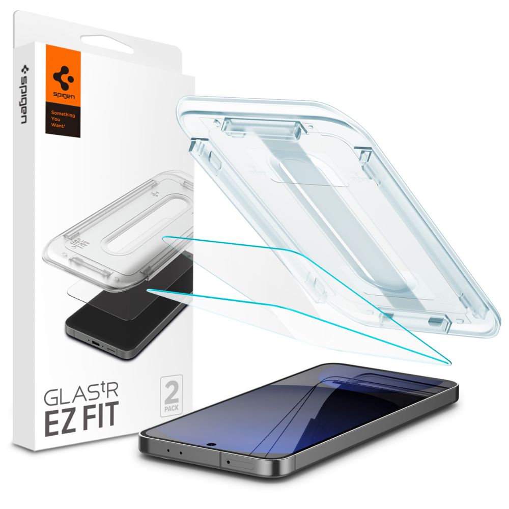 Spigen EZ FIT -näytönsuoja Samsung Galaxy S24 FE S721, lasisuojattu, täysi liima, sarja 2 kpl AGL08729