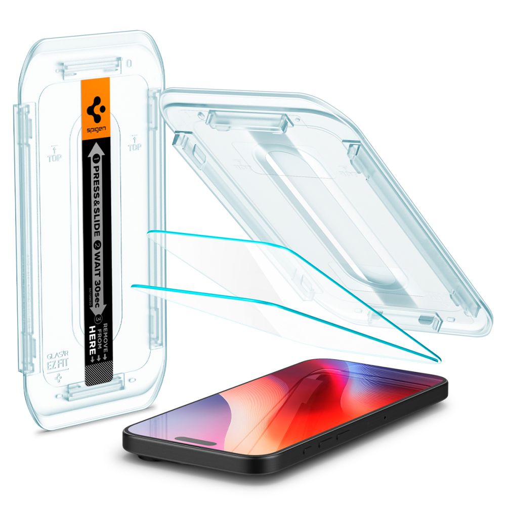 Spigen GlastR EZ FIT Screen Protector for Apple iPhone 17 Pro / 17 / 16 Pro, Tempered Glass, Full Glue, Set of 2 Pieces