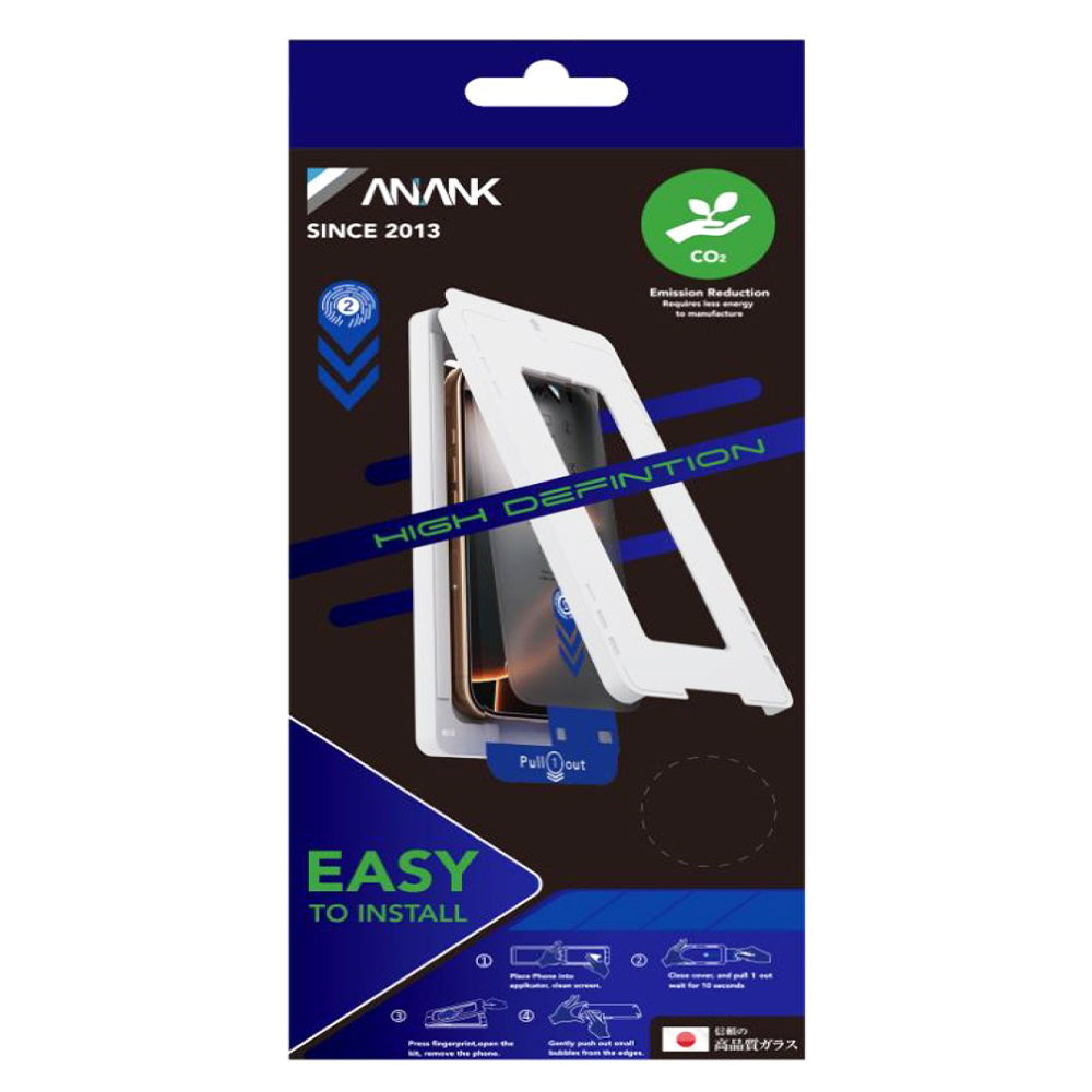 Anank 2X Vahvistettu Näytönsuoja Apple iPhone 16 Prolle, Karkaistu Lasi, Täysi Liima, 2.5D, Musta