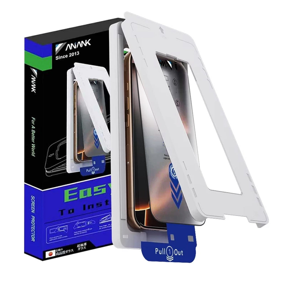 Anank 5X vahvistettu suojakalvon levitin Apple iPhone 17 Pro Maxille, Turvalasi, Täysliima, 2.5D, Musta