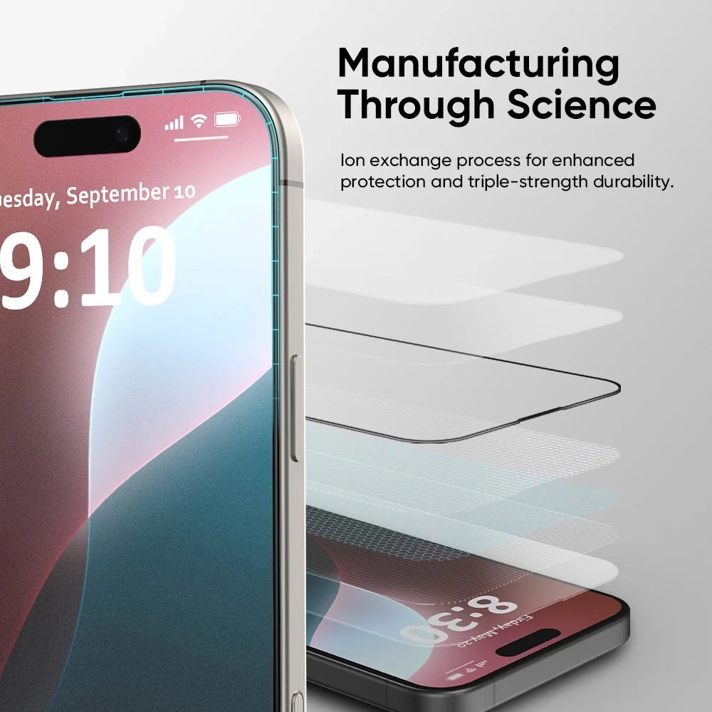 Anank 5X Reinforced Invisible -suojakalvo Apple iPhone 17 Pro Max -puhelimelle, Turvalasi, Full Glue, 3D, Musta