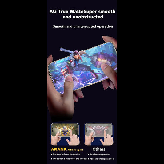Anank Anti-sormenjälki Näytönsuoja Apple iPhone 15:lle, Karkaistu Lasi, Täysi Liima, 2.5D, Musta